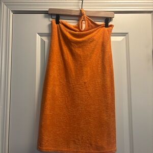 Hollister Bright Orange Swim halter swim coverup dress, Size Medium